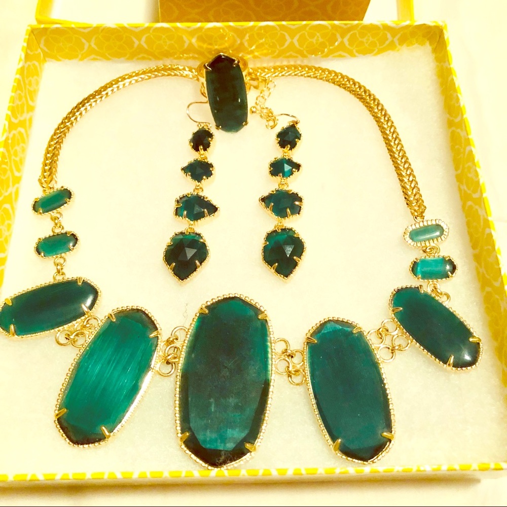 Kendra Scott set- necklace, earrings, ring